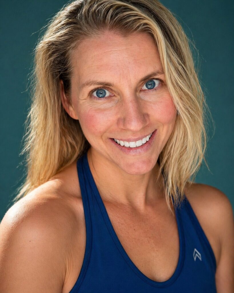 Portrait of Coach Mandy smiling in a blue running top